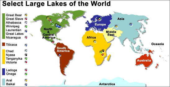 Select Large Lakes of the World